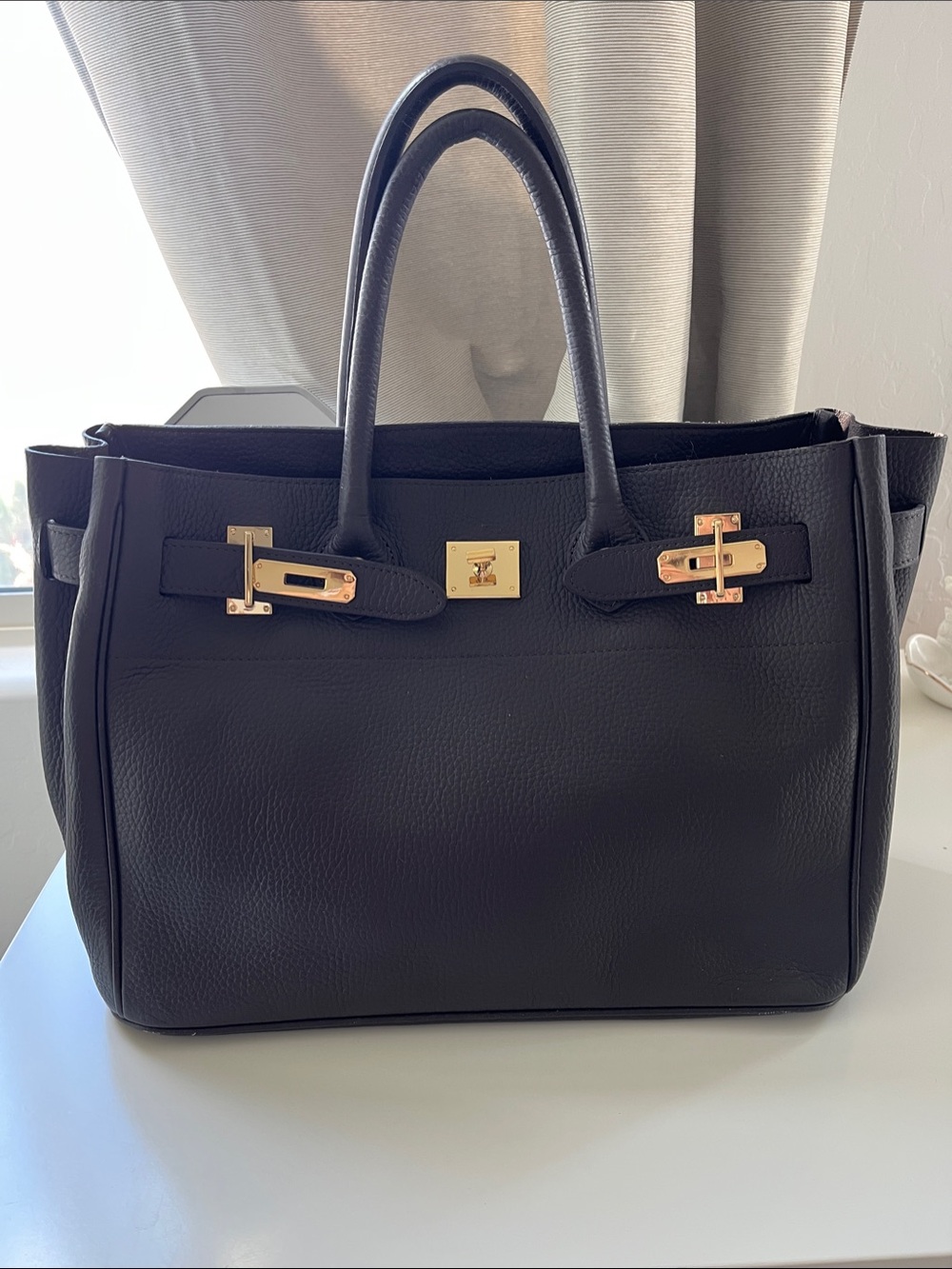 Designer inspired brown leather bag